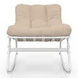 ID MARKET - Lot de 2 fauteuils de jardin à bascule ARONA blanc coussin beige - vignette