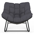 ID MARKET - Fauteuil de jardin à bascule LOA effet rotin gris avec coussin gris - vignette