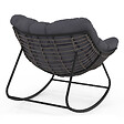 ID MARKET - Fauteuil de jardin à bascule LOA effet rotin gris avec coussin gris - vignette