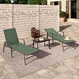 ID MARKET - Lot de 2 transats de jardin inclinables FIDJI en acier et toile vert olive - vignette