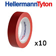HELLERMANNTYTON - HellermannTyton Lot de 10 rubans isolant 10m largeur 15mm rouge - vignette