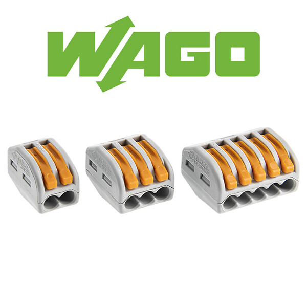 WAGO - WAGO Seau 100 bornes de connexion automatique S222 2, 3 et 5 entrées, lot de 100 - large