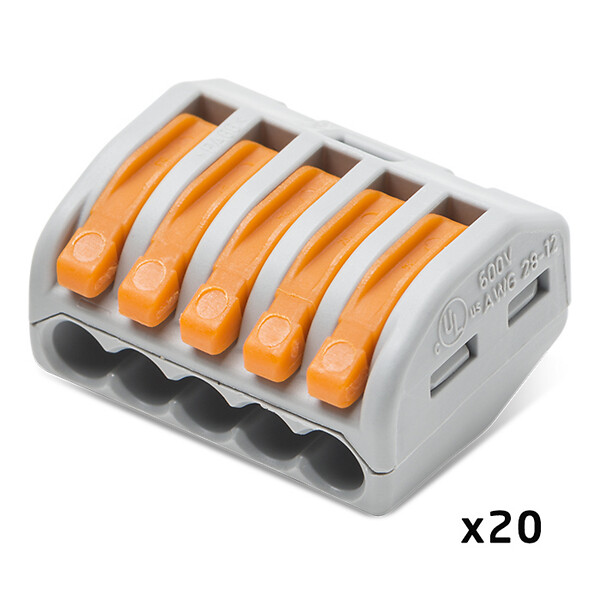 WAGO - WAGO Seau 100 bornes de connexion automatique S222 2, 3 et 5 entrées, lot de 100 - large