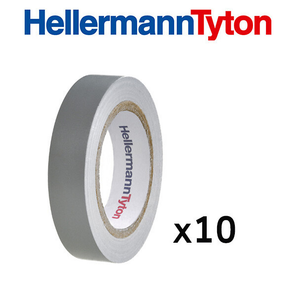 HELLERMANNTYTON - Lot de 10 rubans isolant de 10m et de largeur 15mm gris-HellermannTyton - large