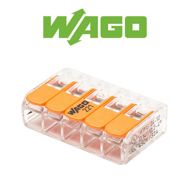 WAGO - Bornes de connexion automatique S221 5 entrées par 25 - large
