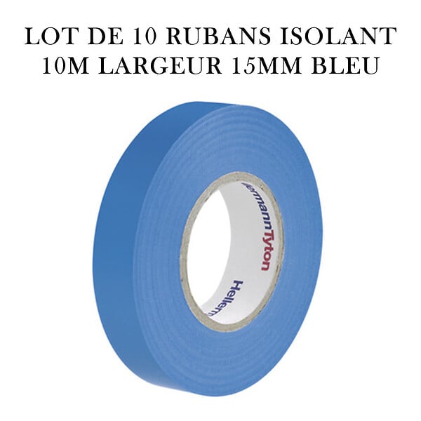 HELLERMANNTYTON - Lot de 10 rubans isolant de 10m et de largeur 15mm Bleu-HellermannTyton - large