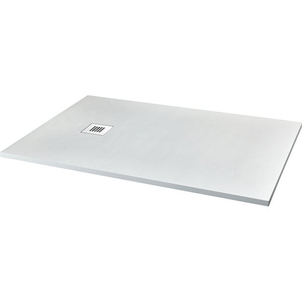 GODART - Receveur de douche 80x120 extraplat antidérapant blanc effet texturé avec bonde - Ceane - large