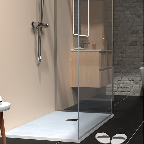 GODART - Receveur de douche 80x140 extraplat antidérapant blanc effet texturé avec bonde - Ceane - large