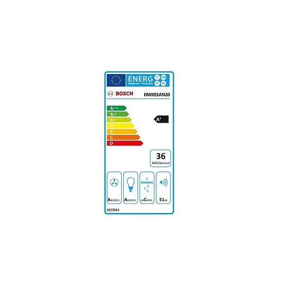 BOSCH - Hotte Décorative Inclinée 80cm 51db 432m3/h Blanc - DWK81AN20 - large