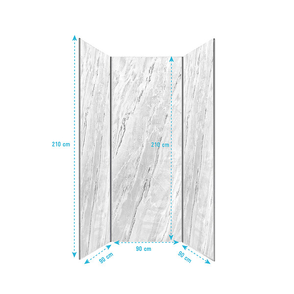 AURLANE - Pack 3 Panneaux Muraux Pierre Artic Storm 90x210cm et Profilés Chrome - STONE'IT - large