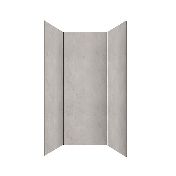 AURLANE - Pack 3 Panneaux Muraux Pierre Light Grey 90+120+90 x 210cm et Profilés Chrome - STONE'IT - large