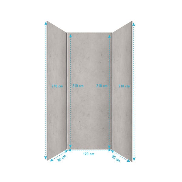 AURLANE - Pack 3 Panneaux Muraux Pierre Light Grey 90+120+90 x 210cm et Profilés Chrome - STONE'IT - large