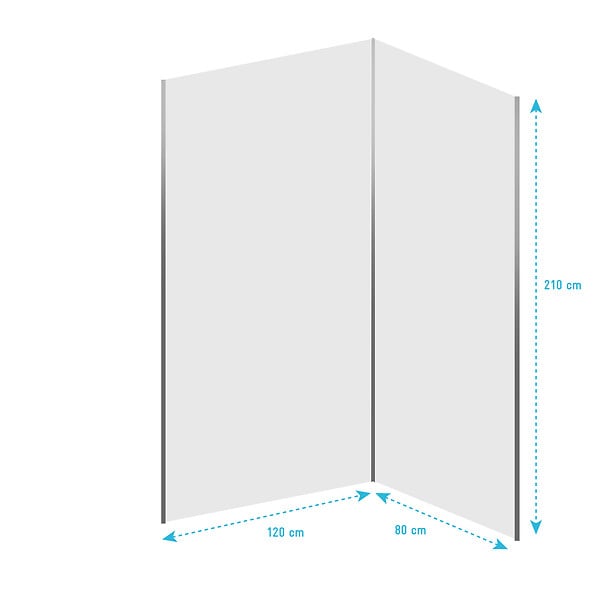 AURLANE - Lot de 2 Panneaux Muraux Aluminium Blanc 80+120 x 210 cm avec Profilés Chrome - WALL'IT - large