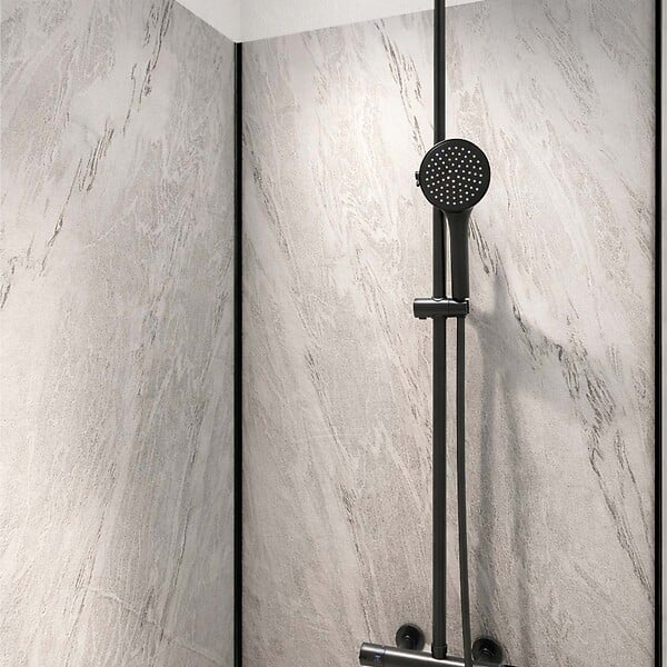 AURLANE - Pack 3 Panneaux Muraux Pierre Artic Storm 90x210cm et Profilés Noirs - STONE'IT - large