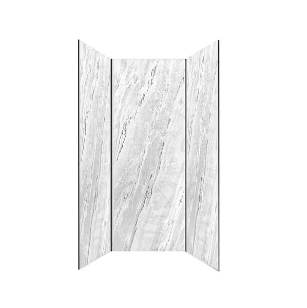 AURLANE - Pack 3 Panneaux Muraux Pierre Artic Storm 90x210cm et Profilés Noirs - STONE'IT - large