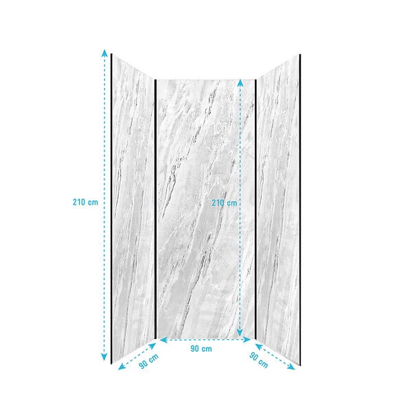AURLANE - Pack 3 Panneaux Muraux Pierre Artic Storm 90x210cm et Profilés Noirs - STONE'IT - large