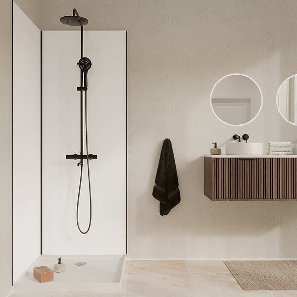 AURLANE - Pack 2 Panneaux Muraux en Aluminium Blanc 80x210cm + Profilés Noir - WALL'IT - large