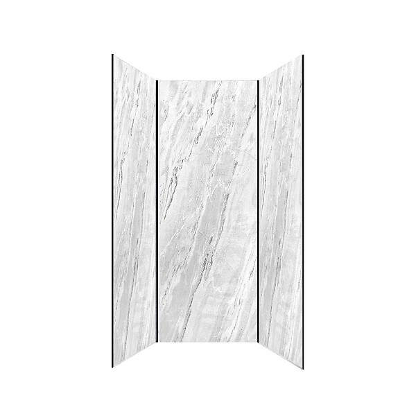 AURLANE - Pack 3 Panneaux Muraux Pierre Artic Storm 90+120+90 x 210cm et Profilés Noirs - STONE'IT - large