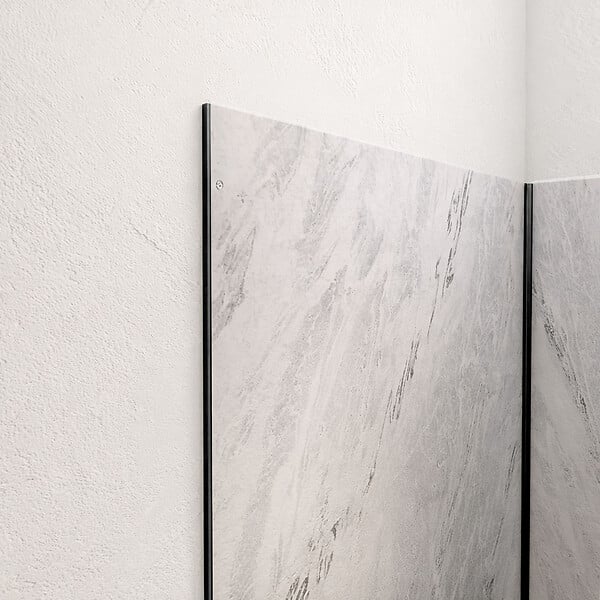 AURLANE - Pack 3 Panneaux Muraux Pierre Artic Storm 90+120+90 x 210cm et Profilés Noirs - STONE'IT - large