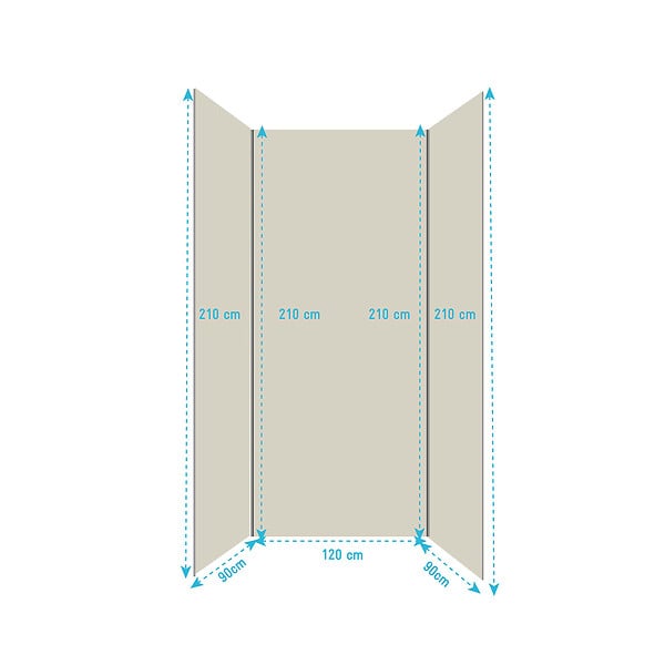 AURLANE - Pack 3 Panneaux Muraux Aluminium Ivoire 90+120+90x210 cm avec Profilés Chrome - WALL'IT - large