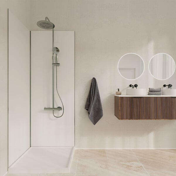 AURLANE - Pack 2 Panneaux Muraux en Aluminium Blanc 90x210cm avec Profilés Chrome - WALL'IT - large