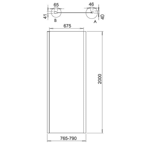 ALLIBERT - Retour fixe pour porte de douche pivotante 76.5-79x200 cm chromé Laja - large