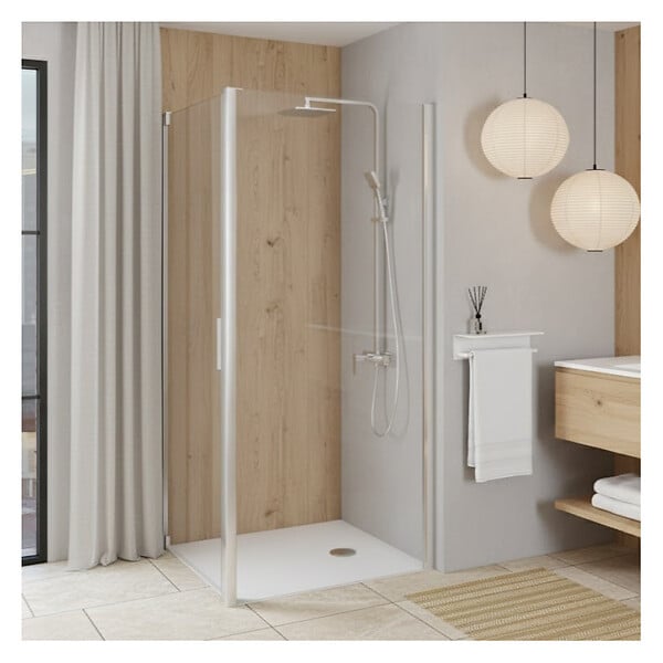 ALLIBERT - Retour fixe pour porte de douche pivotante 76.5-79x200 cm chromé Laja - large