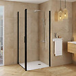 ALLIBERT - Retour fixe pour porte de douche pivotante 86.5-89x200 cm noir mat Laja - vignette
