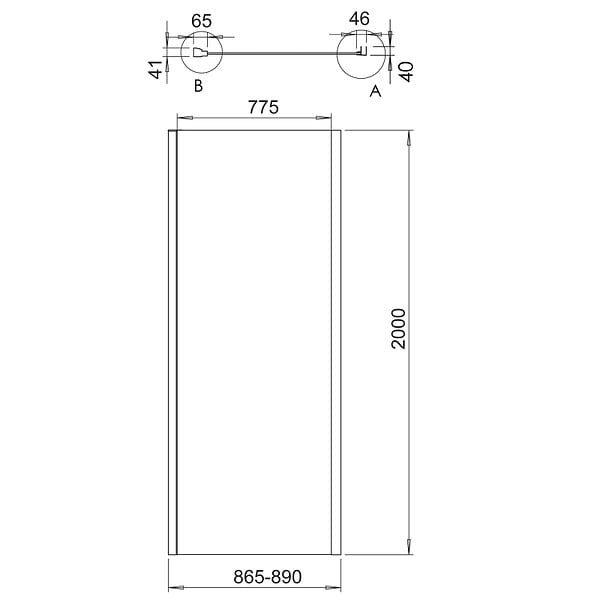 ALLIBERT - Retour fixe pour porte de douche pivotante 86.5-89x200 cm noir mat Laja - large