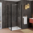ALLIBERT - Retour fixe pour porte de douche pivotante 86.5-89x200 cm noir mat Laja - vignette