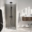 AURLANE - Pack 3 Panneaux Muraux Pierre Light Grey 90x210cm et Profilés Chrome - STONE'IT - vignette