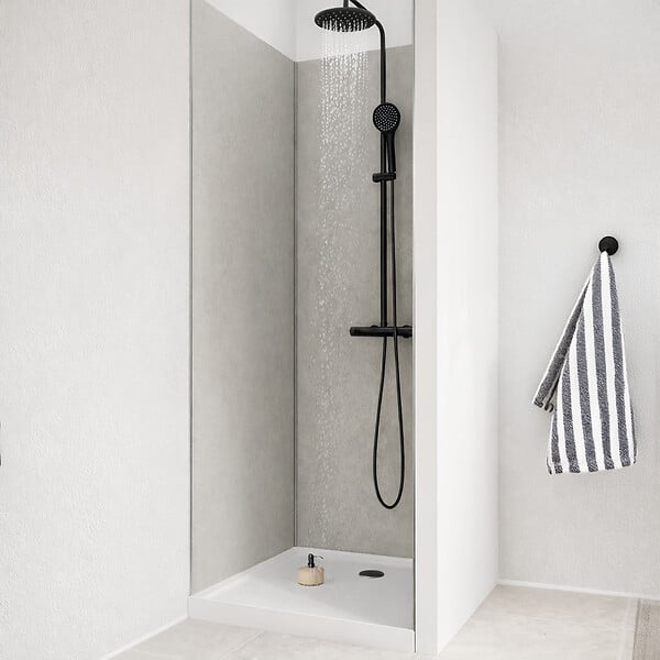 AURLANE - Pack 3 Panneaux Muraux Pierre Light Grey 90x210cm et Profilés Chrome - STONE'IT - large