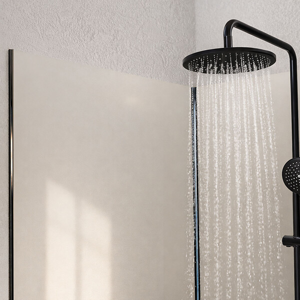 AURLANE - Pack de 3 Panneaux Muraux Aluminium Ivoire 90x210 cm avec Profilés Noirs - WALL'IT - large