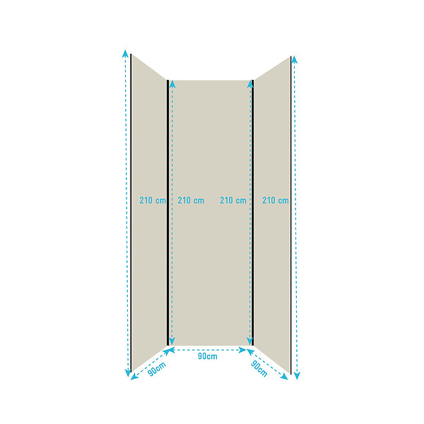 AURLANE - Pack de 3 Panneaux Muraux Aluminium Ivoire 90x210 cm avec Profilés Noirs - WALL'IT - large