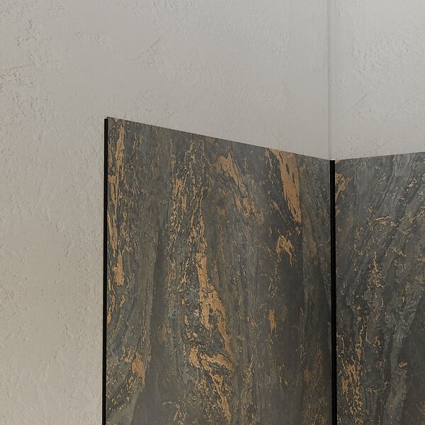 AURLANE - Pack 3 Panneaux Muraux Pierre Venus 90x210cm et Profilés Noirs - STONE'IT - large