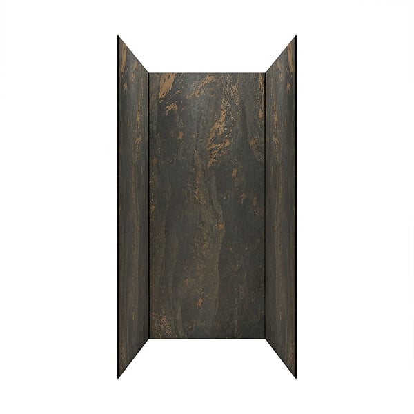 AURLANE - Pack 3 Panneaux Muraux Pierre Venus 90x210cm et Profilés Noirs - STONE'IT - large