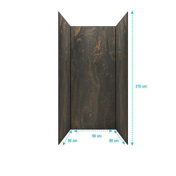 AURLANE - Pack 3 Panneaux Muraux Pierre Venus 90x210cm et Profilés Noirs - STONE'IT - large