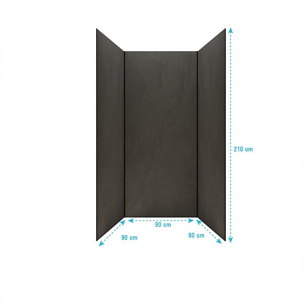 AURLANE - Pack 3 Panneaux Muraux Pierre Ardoise 90x210cm et Profilés Noirs - STONE'IT - large