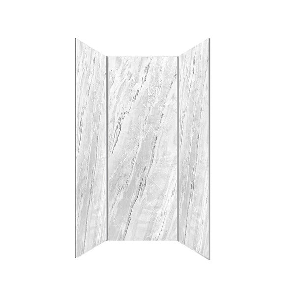 AURLANE - Pack 3 Panneaux Muraux Pierre Artic Storm 90+120+90 x 210cm et Profilés Chrome - STONE'IT - large