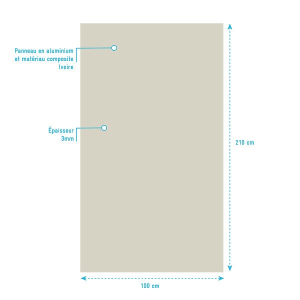 AURLANE - Panneau mural aluminium Ivoire 100 x 210 cm - WALL'IT - large