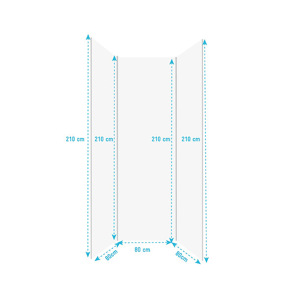 AURLANE - Pack de 3 Panneaux Muraux Aluminium Blanc 80x210 cm avec Profilés Chrome - WALL'IT - large