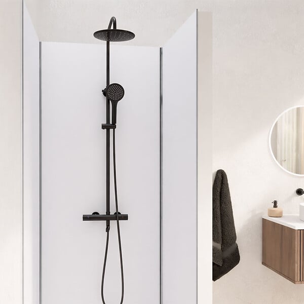 AURLANE - Pack de 3 Panneaux Muraux Aluminium Blanc 80x210 cm avec Profilés Chrome - WALL'IT - large