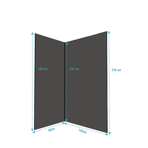 AURLANE - Pack 2 Panneaux Muraux en Aluminium Gris 90+120x210 cm + Profilés Noir - WALL'IT - large