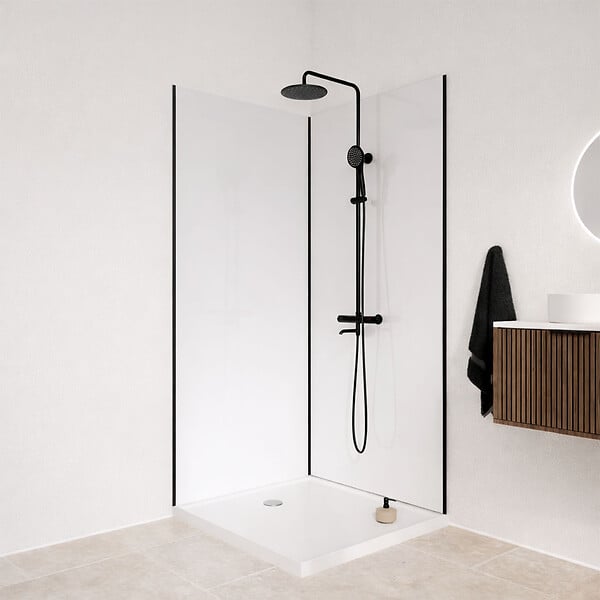 AURLANE - Pack 2 Panneaux Muraux en Aluminium Blanc 100x210cm + Profilés Noir - WALL'IT - large
