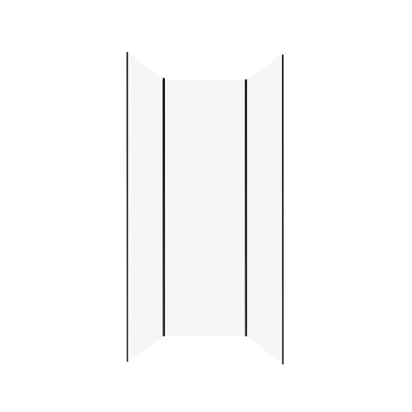 AURLANE - Pack de 3 Panneaux Muraux Aluminium Blanc 80x210 cm avec Profilés Noirs - WALL'IT - large