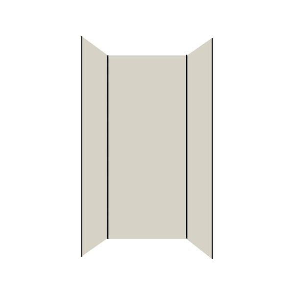 AURLANE - Pack de 3 Panneaux Muraux Aluminium Ivoire 90+120+90x210 cm avec Profilés Noirs - WALL'IT - large