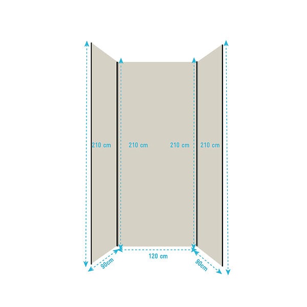 AURLANE - Pack de 3 Panneaux Muraux Aluminium Ivoire 90+120+90x210 cm avec Profilés Noirs - WALL'IT - large