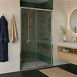 ALLIBERT - Porte de douche coulissante 140x200 cm Aluminium chromé 6 mm anticalcaire réversible Laja - vignette