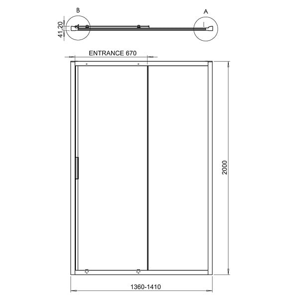 ALLIBERT - Porte de douche coulissante 140x200 cm Aluminium chromé 6 mm anticalcaire réversible Laja - large