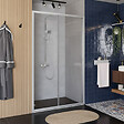 ALLIBERT - Porte de douche coulissante 140x200 cm Aluminium chromé 6 mm anticalcaire réversible Laja - vignette